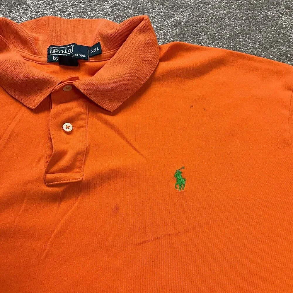 Polo Ralph Lauren Polo Shirt Mens 2XL Orange Short Sleeve Collared Cotton Casual